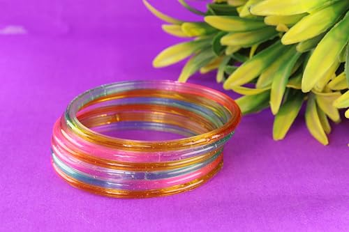 Image of STYOLLO Viral Jelly Transparent Plain Glass Chudi Set For Women & Girls | Traditional Bangle Set | Stylish Bangles For Girls | Ethnic Wedding, Festive & Daily Jewelry | Classic Designer Churi - Set Of 12