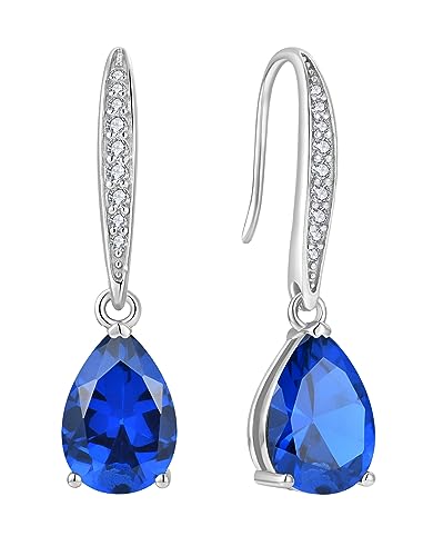 Women's Solitaire Earrings Sterling Silver Pear Shaped Brilliant Cut Birthstone Jewelry