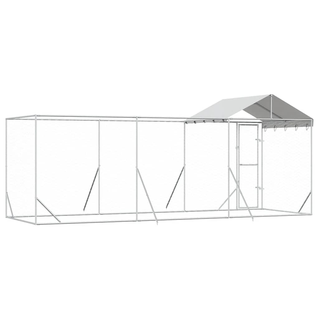 Perrera para perros al aire libre con techo de acero galvanizado, 6 x 2 x 2,5 m, resistente a la intemperie, con puerta con cerradura, ideal como cercado al aire libre, caño, recinto para