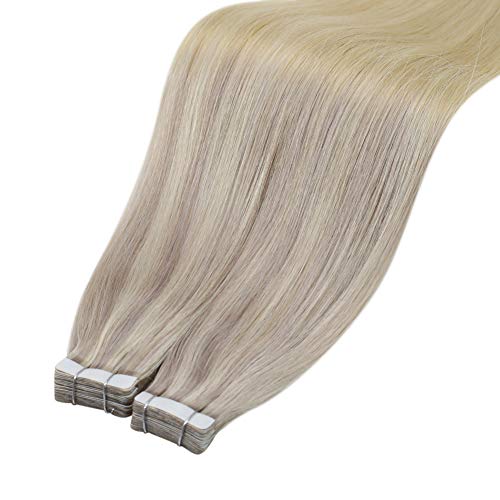 Human Hair Tape in Hair Extensions Tape in Real Hair Extensions 100% Remy Human Hair… (22 Inch, #18/22/60)
