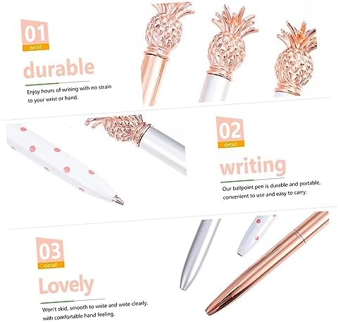 NUOBESTY 4 adet paket ananas tükenmez kalem, yazı gereçleri, yaratıcı yazı gereçleri, yumuşak kayar ve rahat kullanım, ofis, ev ve okul için - Görsel 2