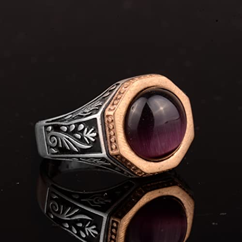 Sterling Silver Ring Handmade, Amethyst Natural Gemstone Ring, Byzantine Empire Ring #TOP3