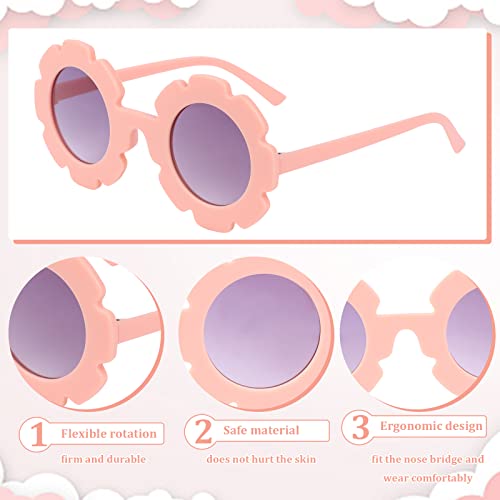 Craftshou 8-Piece Round Flower Sunglasses - Multicolor Flower-Shaped Sunglasses for Kids & Girls3