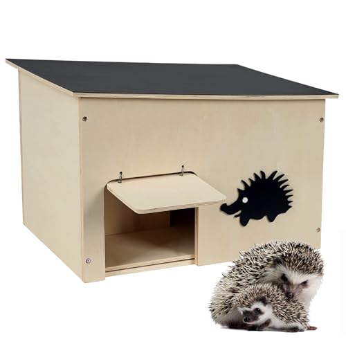 Großes Igelhaus mit Rattenklappe Winterfest, Holz Igelhotel für...