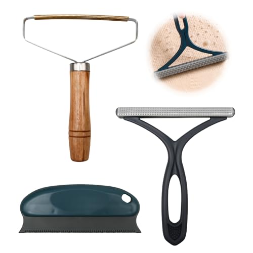 3 Piezas Quitapelusas Manual, Removedor de Pelusa y Pelos para Ropa y Telas, Cepillo Quitapelusas Portátil Doble Cara, Removedor de Pelo de Mascotas para Prendas Sofás Alfombra, Quita Bolas de Tejidos