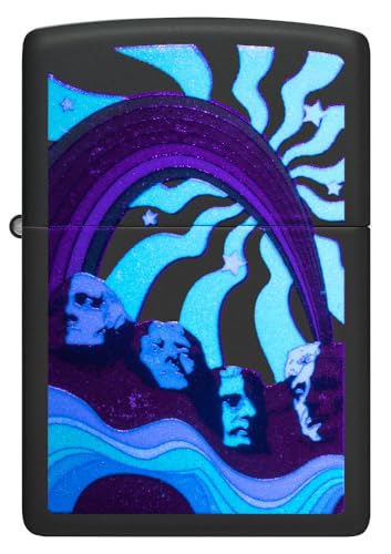 Zippo Hippie Mt Rushmore Diseño Negro Mate miniatura 2