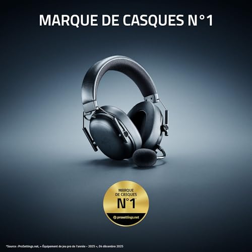 Razer BlackShark V3 - Casque sans Fil pour l’Esport - Haut-parleurs en Titane de 50mm - Micro HyperClear Amovible - THX Spatial Audio - Wireless 2,4Ghz & Bluetooth - Profils FPS - PC/Mac | Noir