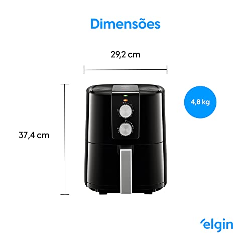 Fritadeira Elétrica Cuisine Fry Gourmet Elgin 5,5 Litros Preta com cesta removível 110V - Airfryer