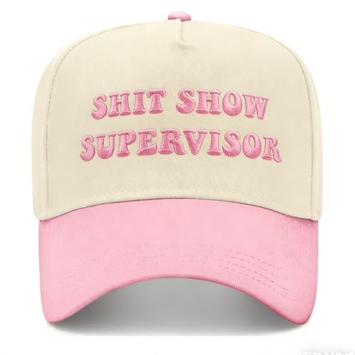 Unkamaty Funny Gag Trucker Hat Shit Show Supervisor -Embroidery Funny Hats Adjustable Baseball Cap for Men Womenpink