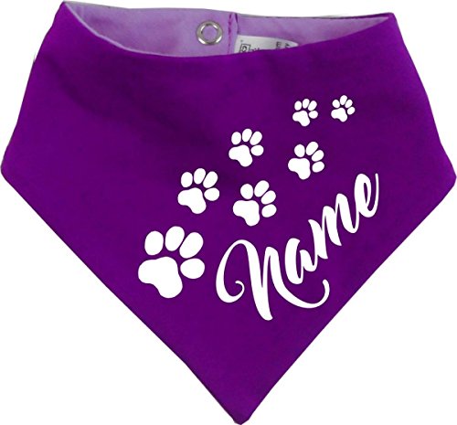 beidseitiges Multicolor Hunde Wende- Halstuch (Fb: lila-Pflaume) (Gr.4 - HU 45-52 cm) mit dem Namen Ihres Tieres
