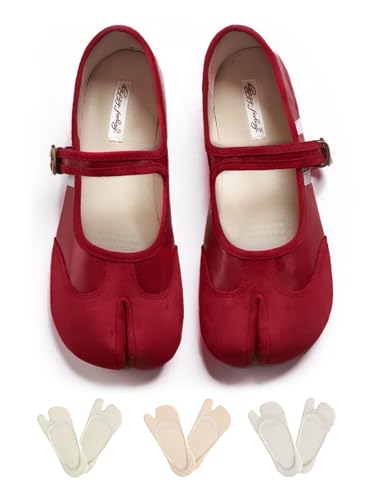 Tabi Shoes Women Mary Janes Ballet Flat - Low Top Split Toe Orthopedic Cute Casual Comfortable Walking Lightweight Female Solid All-Match for Daily Wear Beach Travel Athleisure Standing All Day