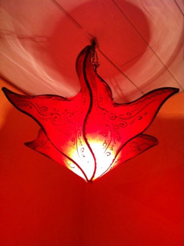 Orientalische Lampe Pendelleuchte Hängeleuchte Daya Rot 50cm Groß | Marokkanische Lederlampe Hennalampe Leuchte mit…