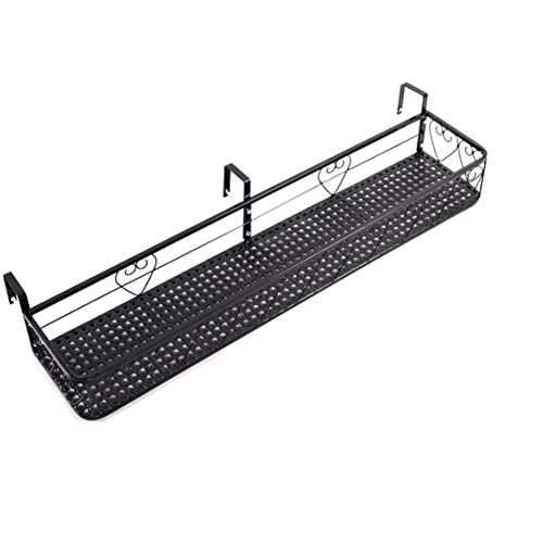 Support de Pot de Fleurs Noir 100cm pour Balcon et Garde-Corps