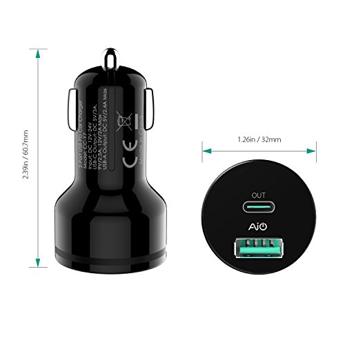Product Image 5: USB C Car Charger AUKEY 39W Fast Car Charger Dual-Port Car Adapter 27W Power Delivery USB C + 12W USB A Compatible with iPhone 11 Pro Max XS, Note10 S20 S10 S9, Google Pixel 4 XL, iPad Pro and More