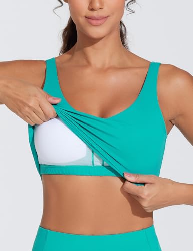 Image of THE GYM PEOPLE Womens' Sports Bra Longline Wirefree Padded with Medium Support