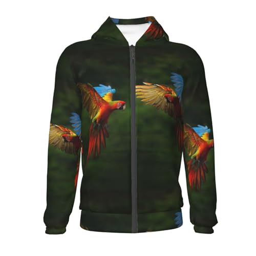 Hybrid Parrot in the Forest Kids Pullover Hoodies Boys Zip Up Sweatshirts Girls Athletic Clothes with Pocket2