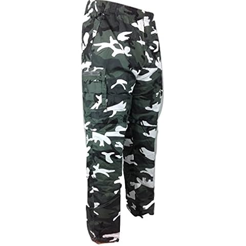 Army Bottoms 3 In 1 Can Be Worn as Full Length, 3/4 Length, Shorts Camouflage Brown Black White Jungle Camo Pants Cool Light Weight Elastic Waist Cover