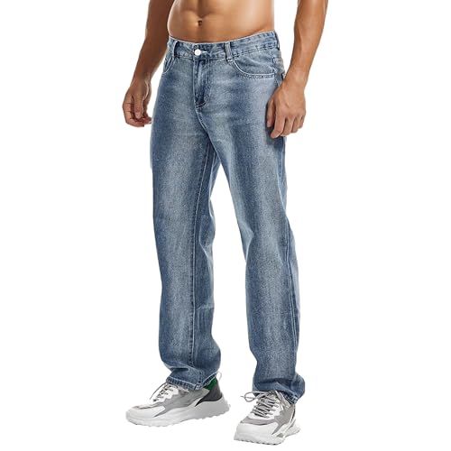 Men's Slim Fit Stretch Ripped Trouser Zipper Lightweight Classic Male Jean Comfortable Work Leg Denim Men Pant