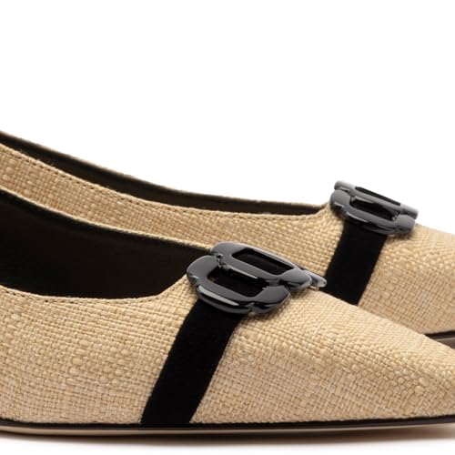 Franca Pump In Beige Raffia And Black Trimming4
