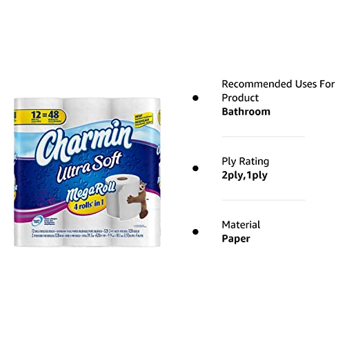 Charmin Ultra Soft Toilet Paper 12 Mega Rolls = 48 Regular Rolls #TOP1