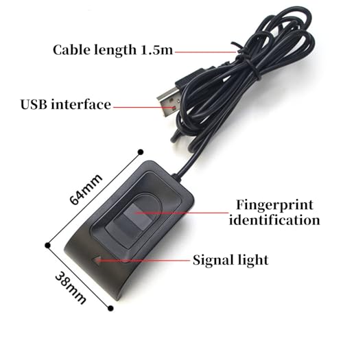 Lector de huellas dactilares USB de escritorio, lector de llaves de huellas dactilares de computadora, llave de seguridad USB con cable de extensión para Windows, reconocimiento de calibración