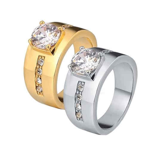 Bague couple acier inoxydable et oxyde de zirconium pour un style élégant au quotidien