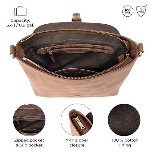 Image of BERLINER BAGS Vintage Genuine Leather Shoulder Bag Catalina, Handbag, Small Crossbody Purse for Women