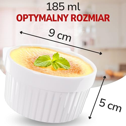 ToCi 6 x kolorowe foremki do piekarnika Ø 9 cm – odporne ceramiczne foremki po 185 ml – kremowe miseczki i miseczki deserowe – formy do pasztetów, czekoladowego sufletu