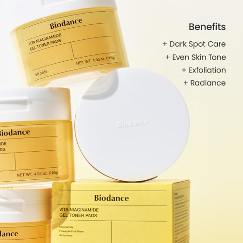 Biodance Vita Niacinamide Gel Toner Pads, Dischetti Tonico Illuminanti con Vitamina C, Correttore Macchie e Uniformante, Skincare Coreana K-Beauty | 60 Pezzi
