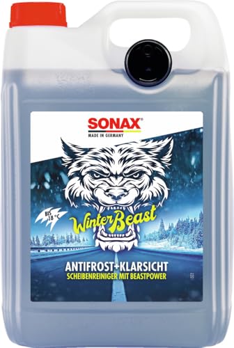 SONAX WinterBeast AntiFrost+KlarSicht -18 °C  5 Liter  schneller schlierenfreier und effektiver Scheibenreiniger für den Winter | Art-Nr 01355050
