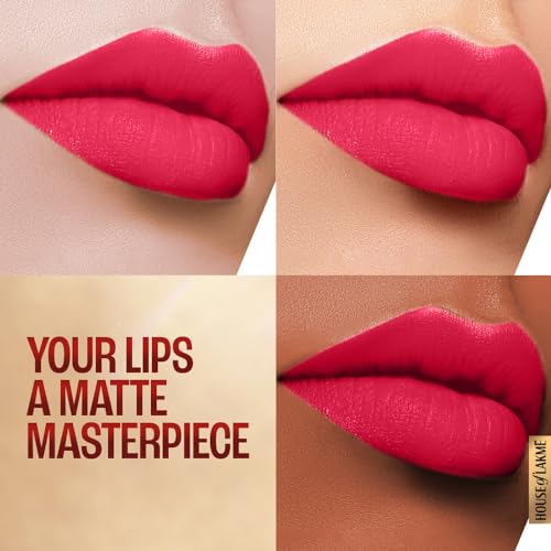 Image of Lakme Powerplay Priming Matte Lipstick, Smooth Matte Finish, Lightweight Lipstick, Smudgeproof, Lasts 16hrs, Hydrates Lips, Scarlet Surge, 3.6g (Pack of 2)