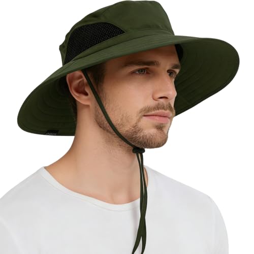 EINSKEY Sun Hat for Men/Women, Waterproof Wide Brim Bucket Hat Foldable Boonie Hat for Fishing Hiking Garden Safari Beach
