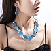 Jules D.Chunky Beads Necklace Colorful Shell Necklace Fashion Statement Necklace Set for Women Gifts (Light Blue)