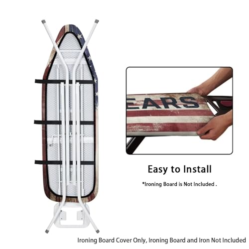Image of Ironing Board Cover Scorch Resistant American 250 Years Print Stretch Elastic Fit Hook and Loop Fasteners Cover ONLY