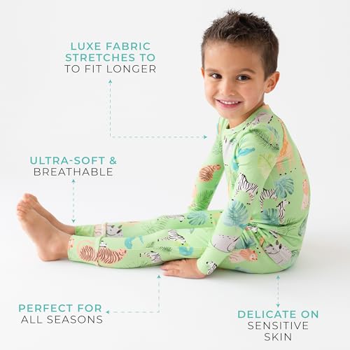 Posh Peanut Boys Pajamas - PJs for Kids Made of Soft Viscose from Bamboo, Long Sleeve Toddler PJs & Matching Boys Pajama Sets (10-12 Years) Safari Animals4