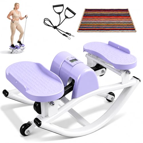 Image of Rock Stepper for Home Workout, Side-to-Side Stepper Machine with Resistance Bands & Digital Display, Low-Impact Lateral Stepper for Full Body Exercise, Compact Quiet Cardio Equipment for Apartment /Gym