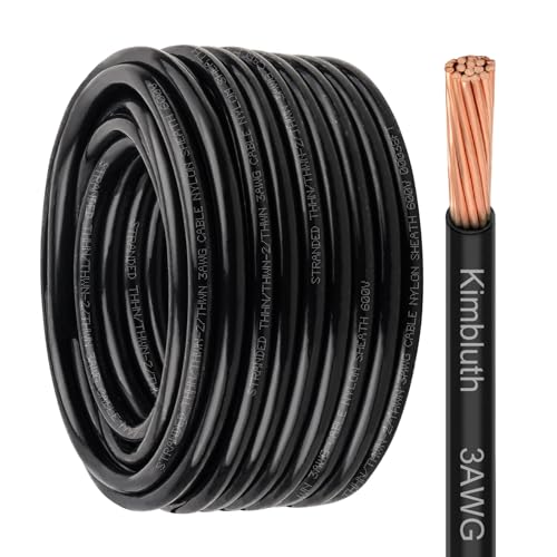 THHN Wire 3 Gauge 100 FT Stranded Copper Wire, 3 AWG Copper Wire ...
