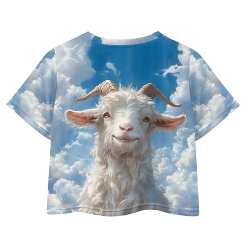 Image of Kids T Shirt Short Sleeve Crop Tops for Girls Summer Clothes Pullover Tees Shirt 5-14