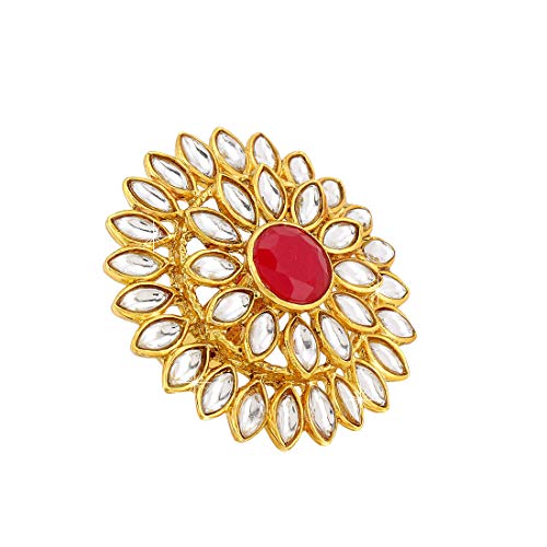 Yellow Chimes Rings for Women Kundan Rings Ethnic Gold Plated Cocktail Wedding Traditional Rings for Women and Girls.