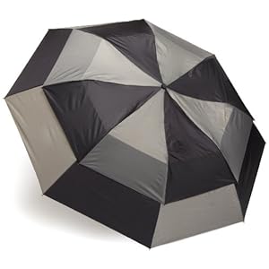 totes Blue Line Golf-Size Vented Canopy Compact Umbrella, Black/Gray, One Size