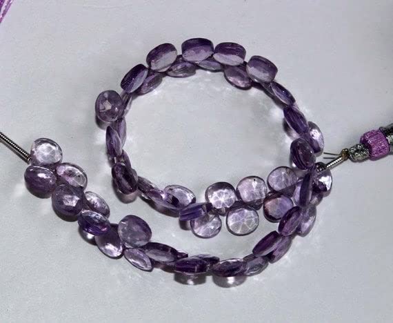 Améthyste naturelle facettée cœur briolette 6mm 7mm pour fabrication bijoux DIY