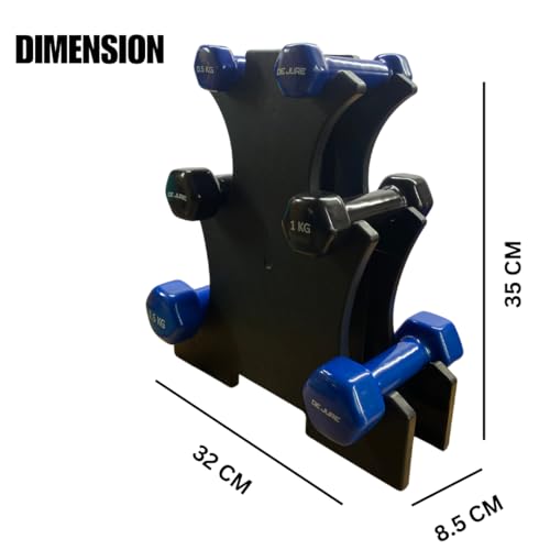Image of De Jure Fitness Dumbbell Weight Stand, Heavy-Duty PVC Dumbbell Rack for Home Gym & Strength Training | Compact, Portable, and Space-Saving Dumbbell Holder with 6 Slots for 3 Pairs of Dumbbells (Without Dumbell)