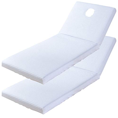 Massage Bed Cover, 2pcs Cotton Blend Full Wrap Massage Table Sheet Set Protection Cover With Face Hole for Massage Tables (White)