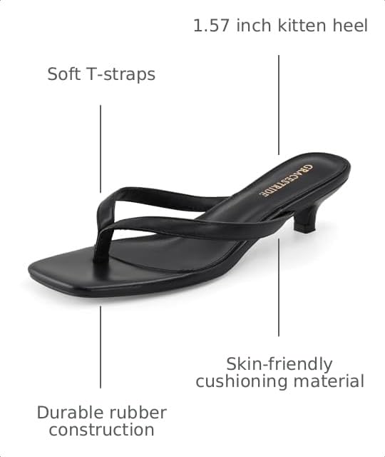Image of Women's Flip-Flops Kitten Heels Thong Sandals For Women Square Toe Slip On Fashion Summer Dress Sandals