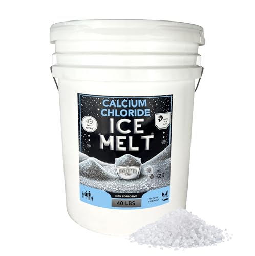 Home and Country USA 40 lb Pail - Calcium Chloride Pellets for Ice Melt - Fast-Acting & Safe on Surfaces - Ideal for Driveways, Sidewalks, and Entryways