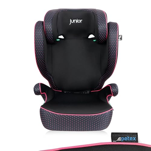 PETEX Seggiolino auto con ISOFIX – Basic Plus i-Size norma ECE R129 per bambini da circa 100 – 150 cm, seggiolino auto regolabile in altezza, colore rosa