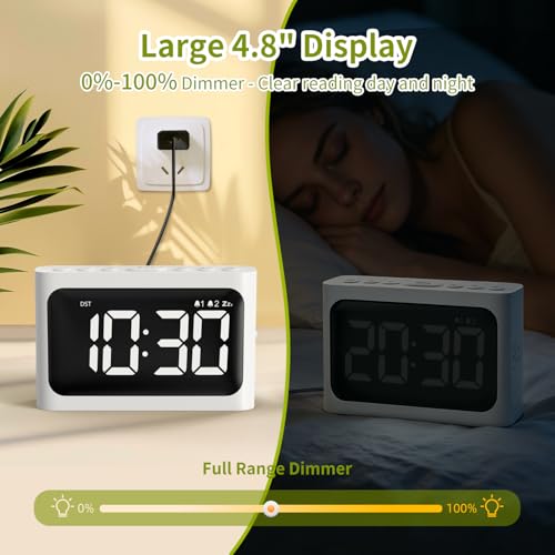 Digital Alarm Clock for Bedroom with 2 Alarms, Fully Dimmable Display, DST by Budsom - Used condition - Image 3