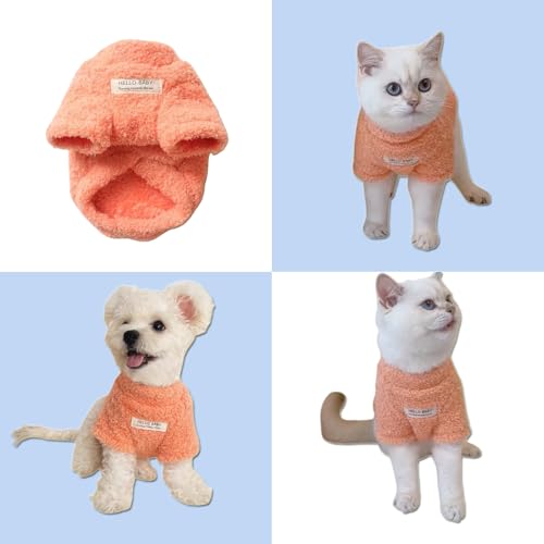 2 Stück Fleece Hundepullover für Kleine Hunde und Katzen, Warme Leichte Welpen Hunde Sweater, Haustier Herbst Winter Pullover Bekleidung (Orange+Blau, S)