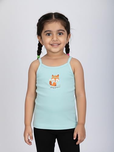 Image of KiddoPanti Girls 100% Cotton Printed Camisoles Tank Top Slips Pack of 3