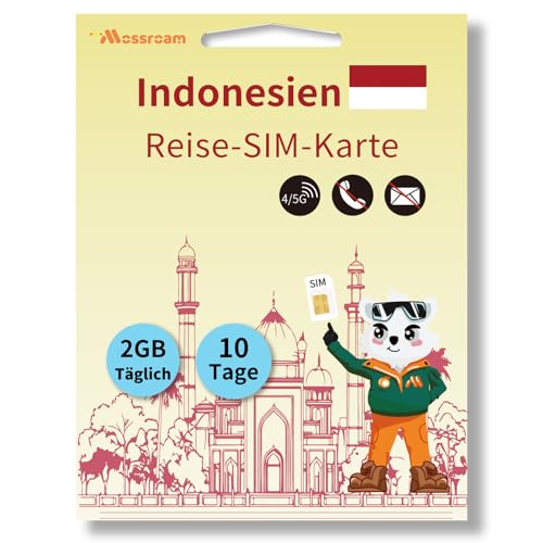 Indonesien Reise-SIM-Karte – 5G/4G LTE Highspeed-Daten – Prepaid & kein Roaming – 2 GB für 10 Tage – Einfache Aktivierung für Touristen und Geschäftsreisende